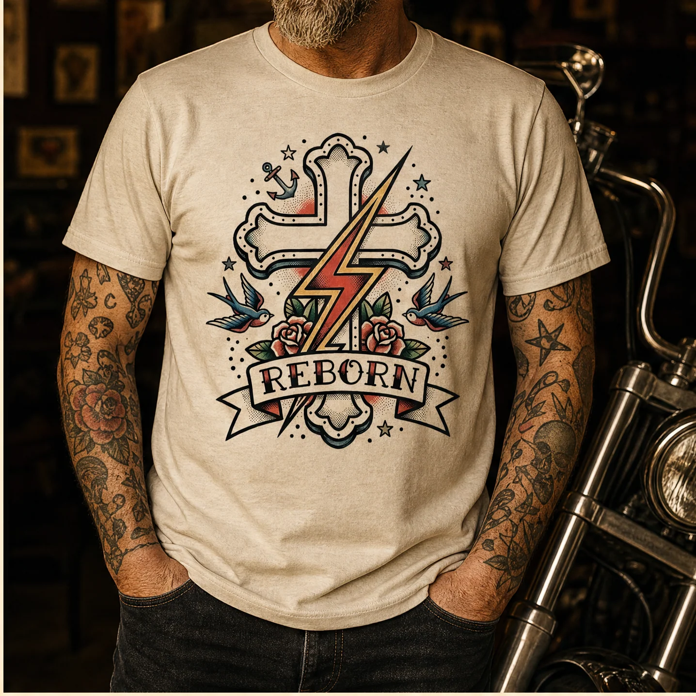 Traditional American Tattoo T-Shirt - Image 3